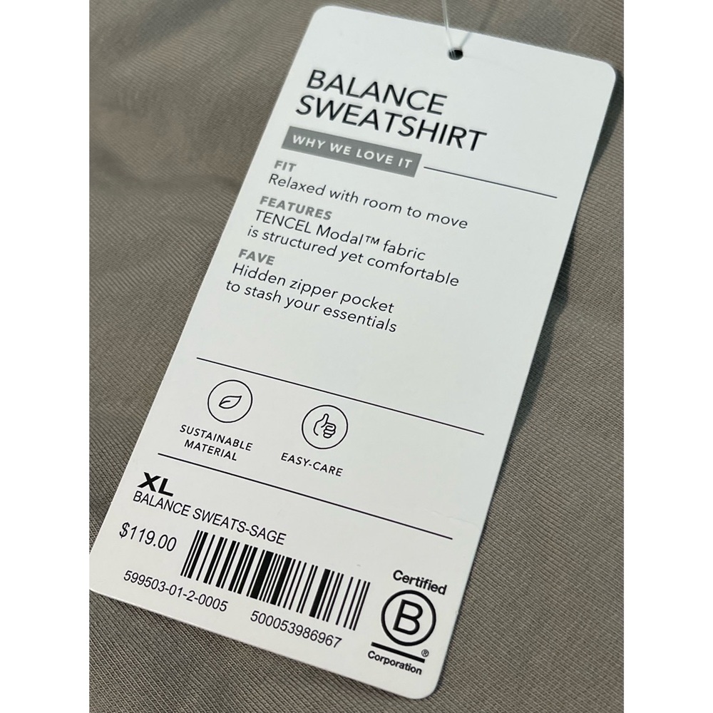 Athleta Women's Sage Green Balance Sweatshirt Full Zip Up NWT SZ XL - Picture 7 of 12